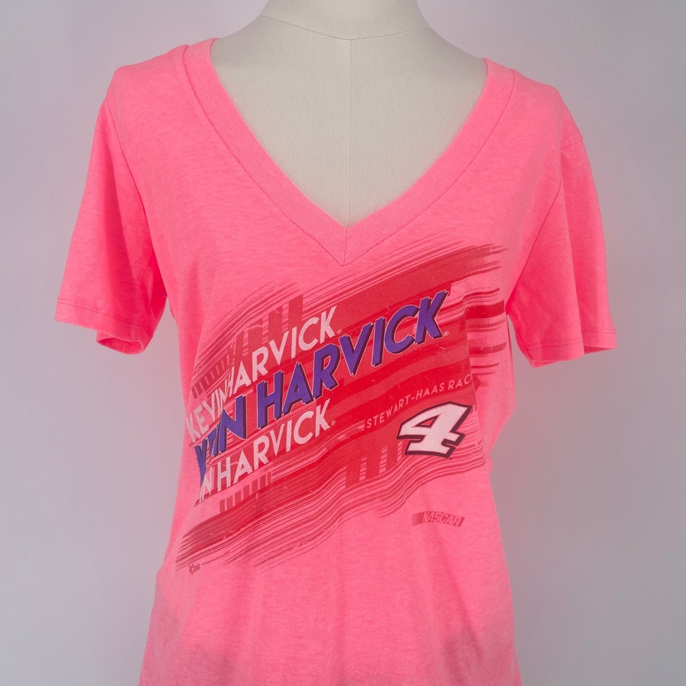 Chase NASCAR Kevin Harvick #4 Racing Graphic V-Neck T-Shirt Pink‎ Women's XL
